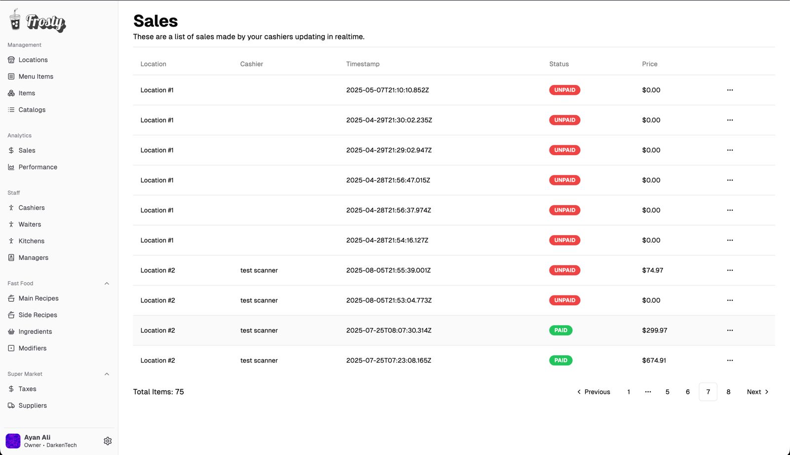 Frosty — dashboard mockup